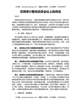 在局审计整改动员会议上的讲话