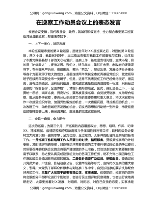 在巡察工作动员会议上的表态发言