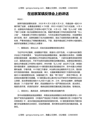 在巡察某镇反馈会上的讲话