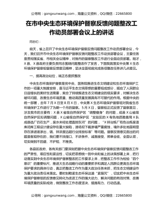 在市中央生态环境保护督察反馈问题整改工作动员部署会议上的讲话（2）