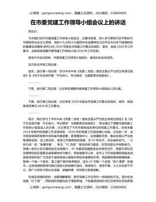 在市委党建工作领导小组会议上的讲话（2）