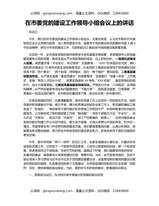 在市委党的建设工作领导小组会议上的讲话（2）