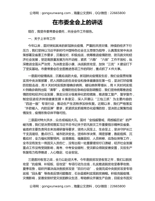 在市委全会上的讲话（2）