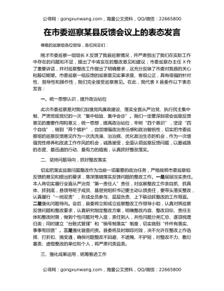 在市委巡察某县反馈会议上的表态发言
