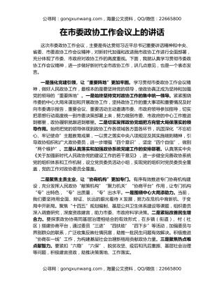 在市委政协工作会议上的讲话（3）