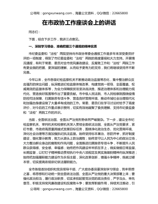 在市政协工作座谈会上的讲话（2）