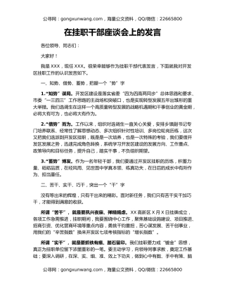 在挂职干部座谈会上的发言