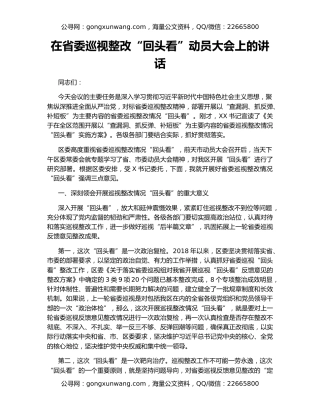 在省委巡视整改“回头看”动员大会上的讲话