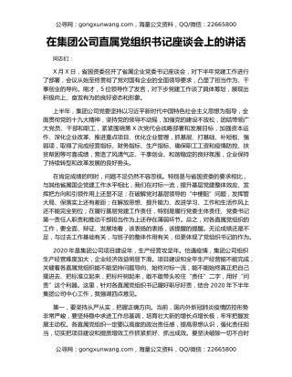 在集团公司直属党组织书记座谈会上的讲话
