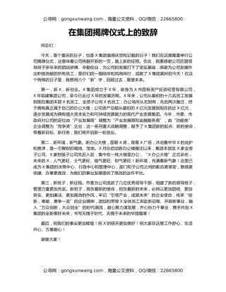 在集团揭牌仪式上的致辞（2）