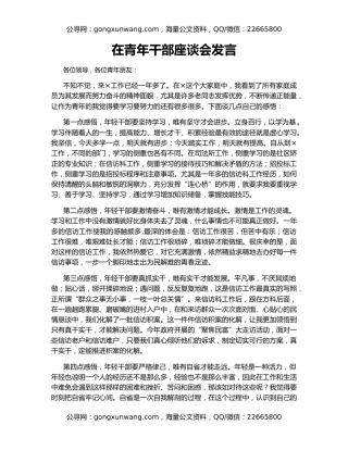 在青年干部座谈会发言