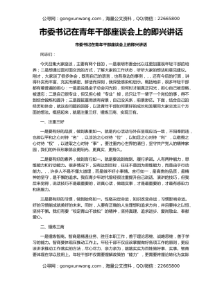 市委书记在青年干部座谈会上的即兴讲话（2）