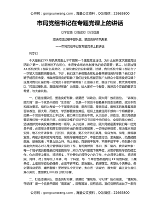 市局党组书记在专题党课上的讲话