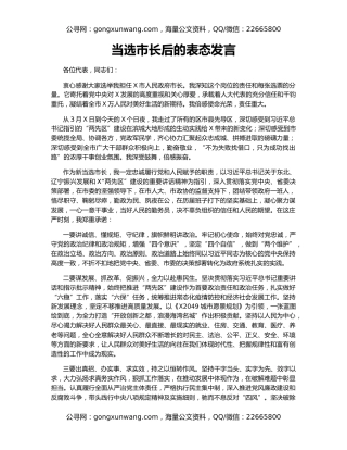 当选市长后的表态发言