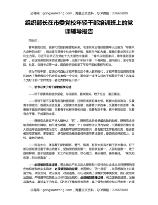 组织部长在市委党校年轻干部培训班上的党课辅导报告