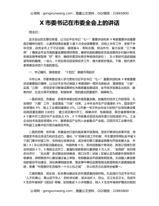 X市委书记在市委全会上的讲话