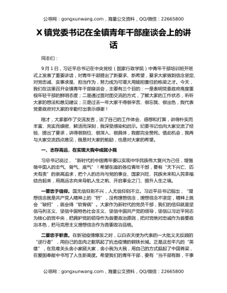 X镇党委书记在全镇青年干部座谈会上的讲话