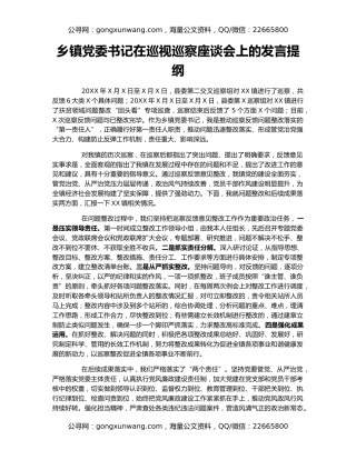 乡镇党委书记在巡视巡察座谈会上的发言提纲