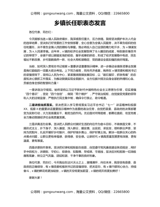 乡镇长任职表态发言