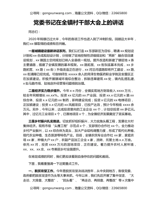 党委书记在全镇村干部大会上的讲话