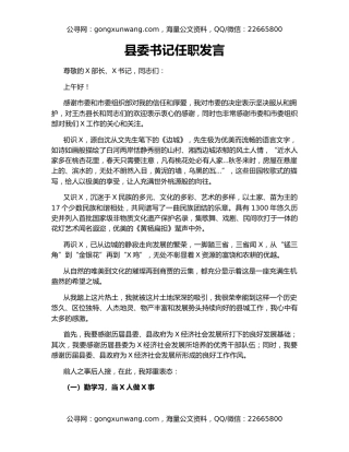 县委书记任职发言