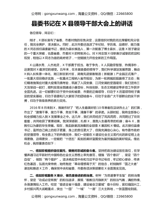 县委书记在X县领导干部大会上的讲话