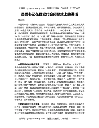 县委书记在县党代会闭幕式上的讲话（2）