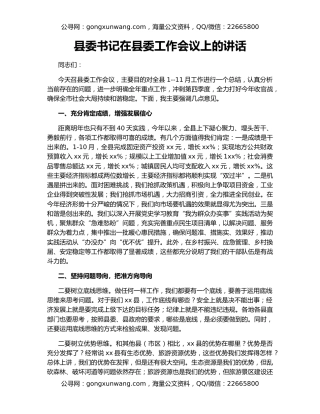 县委书记在县委工作会议上的讲话