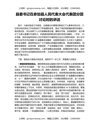 县委书记在参加县人民代表大会代表团分团讨论时的讲话