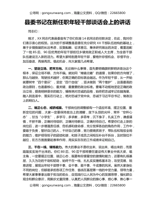 县委书记在新任职年轻干部谈话会上的讲话