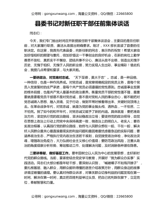 县委书记对新任职干部任前集体谈话