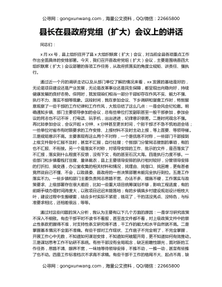 县长在县政府党组（扩大）会议上的讲话