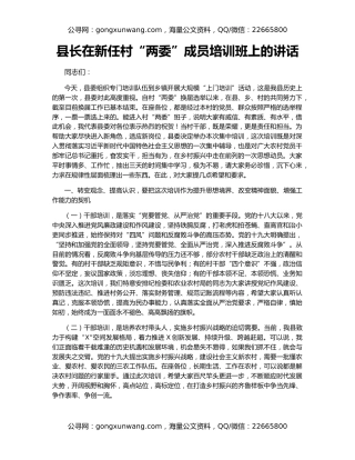 县长在新任村“两委”成员培训班上的讲话