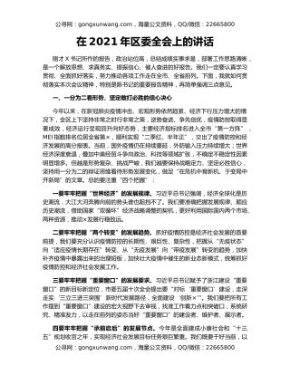 在2021年区委全会上的讲话（2）