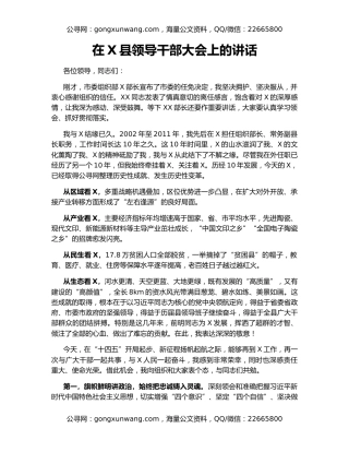 在X县领导干部大会上的讲话