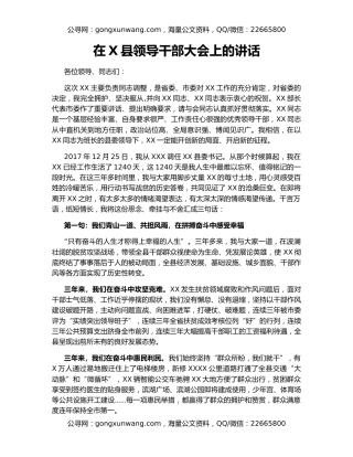 在X县领导干部大会上的讲话（2）