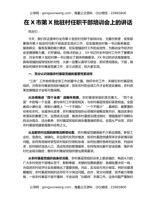 在X市第X批驻村任职干部培训会上的讲话