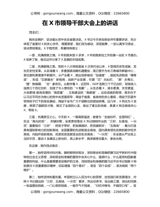 在X市领导干部大会上的讲话