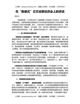 在“推磨式”交叉巡察动员会上的讲话