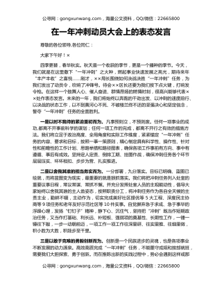 在一年冲刺动员大会上的表态发言