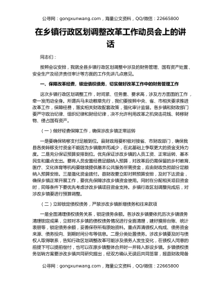在乡镇行政区划调整改革工作动员会上的讲话
