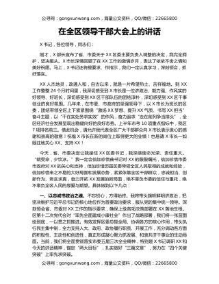 在全区领导干部大会上的讲话（2）