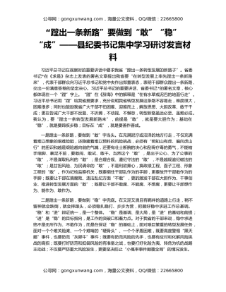 “蹚出一条新路”要做到“敢”“稳”“成”——县纪委书记集中学习研讨发言材料
