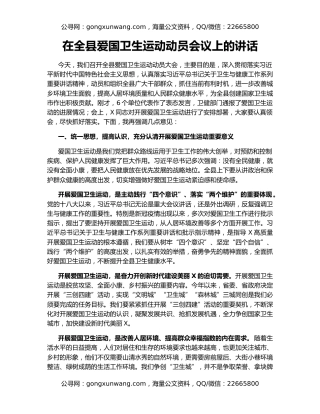 在全县爱国卫生运动动员会议上的讲话