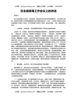 在全县禁毒工作会议上的讲话