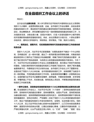 在全县组织工作会议上的讲话（3）