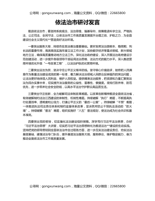 依法治市研讨发言