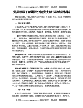 党员领导干部讲评分管党支部书记点评材料