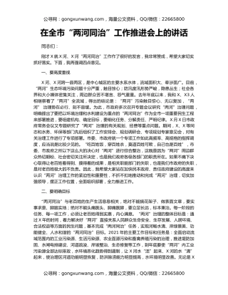 在全市“两河同治”工作推进会上的讲话