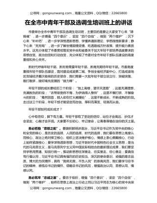 在全市中青年干部及选调生培训班上的讲话（2）